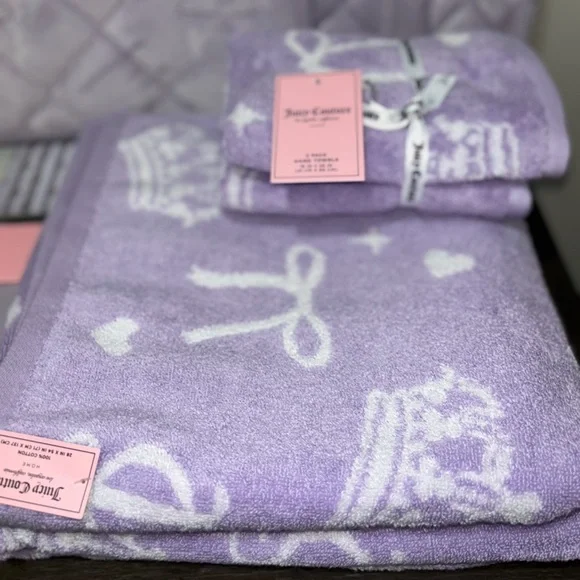 Juicy Couture Lavender Quilted Bath Mat, Shower Curtain and Towel Set - Picture 2 of 5